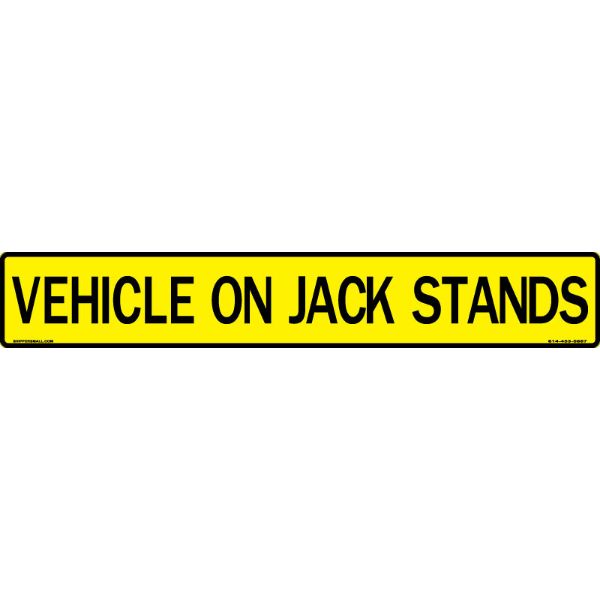 "VEHICLE ON JACK STANDS US Military Convoy Sign, Aluminum HIP 0.080, 50x8 inches"