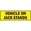 "VEHICLE ON JACK STANDS US Military Convoy Sign, Aluminum HIP 0.063, 50x16 inches"