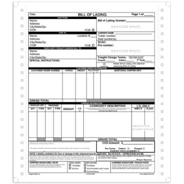 VICS Compliant Continuous Carbonless Bills of Lading - VICSCC-C3-C4 VICS Compliant Continuous Carbonless Bills of Lading