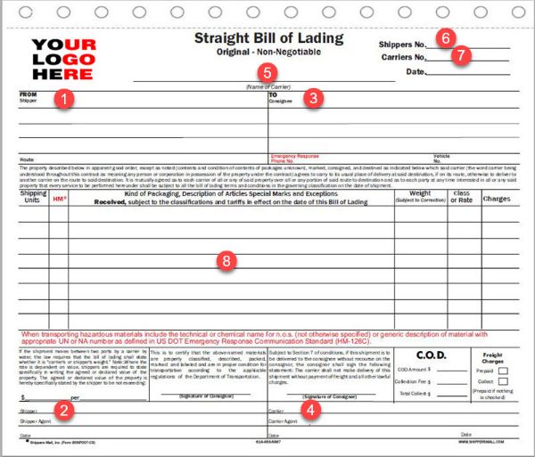 Bill of Lading, P/N: BLSNP007-C-GRP A