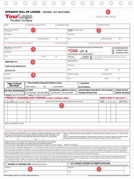 LTL Bill of Lading, Long Form, Snap-Set, 8-1/2" X 11" Form BLSNP009, Illustrated Helper LTL Bill of Lading, Long Form, Snap-Set, 8-1/2" X 11", Illustrated