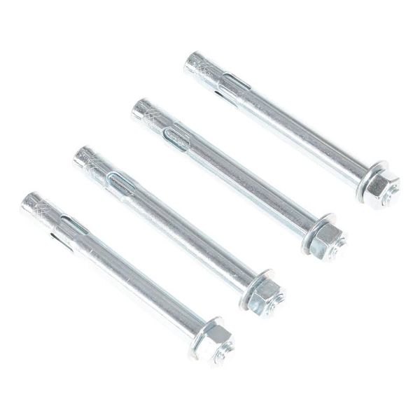 Steel Concrete Sleeve Anchor Bolts, 4 Pack, 3/4 In Diameter x 6 In Long, Silver - AS-346-4PK