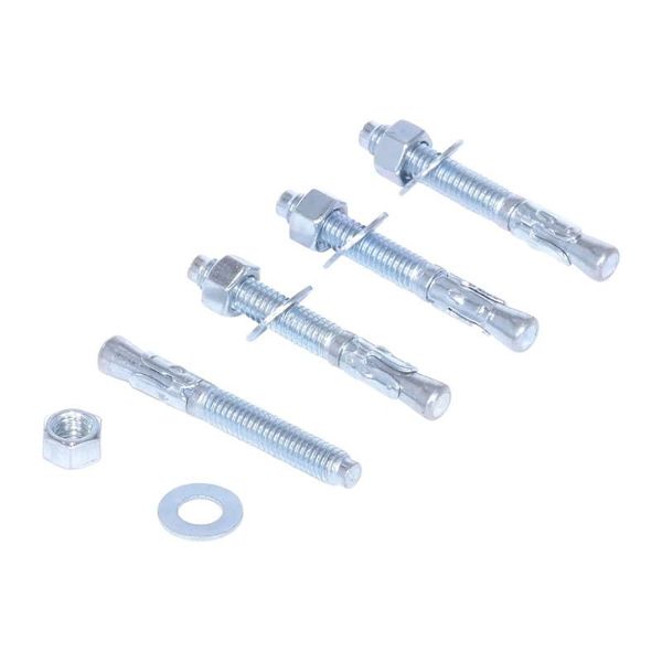 Steel Concrete Sleeve Anchor Bolts, 4 Pack, 3/8 In Diameter x 3 In Long, Silver - AS-383-4PK