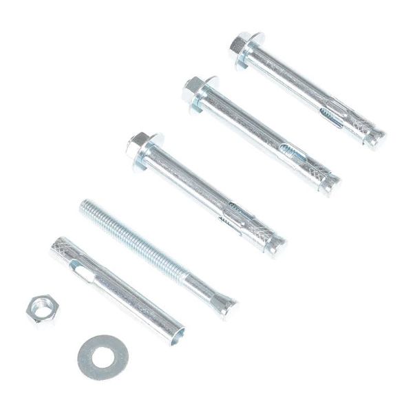 Steel Concrete Sleeve Anchor Bolts, 4 Pack, 3/8 In Diameter x 4 In Long, Silver  - AS-584-4PK