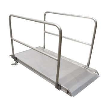 Alum Truck Ramp, Overlap or hook syle w Hand Rails 28" or 38" wide.  AWR-28-38-A-HR-GRP Aluminum Truck Ramp, with Hand Rails - AWR-28