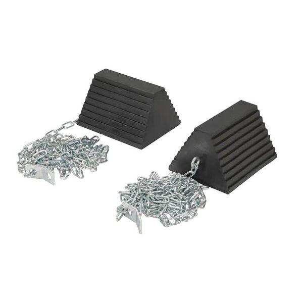 Molded Rubber Chock (2) chocks, (2) 15' chains) - RWC-8/OH-15-HD