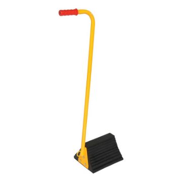 Molded Rubber Wheel Chock with Handle 18 In. x 8 In. x 36-9/16 In. Black / Yellow Rubber Wheel Chock with Ergonomic Handle  8" - RWC-8-ERGO
