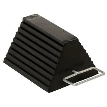 Molded Rubber Wheel Chock Steel Handle 8 In. x 11-7/8 In. x 6 In. Black Rubber Wheel Chock with Handle - 8" H - RWC-8-HDL