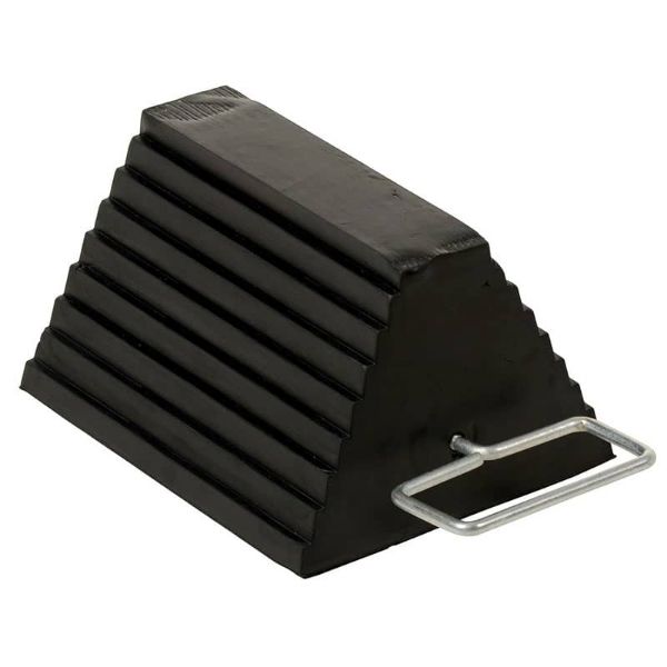 Rubber Wheel Chock with Handle - 8" H - RWC-8-HDL
