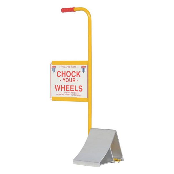 Extruded Aluminum Chock with ergonomic handle and sign. - EALUM-7-HS