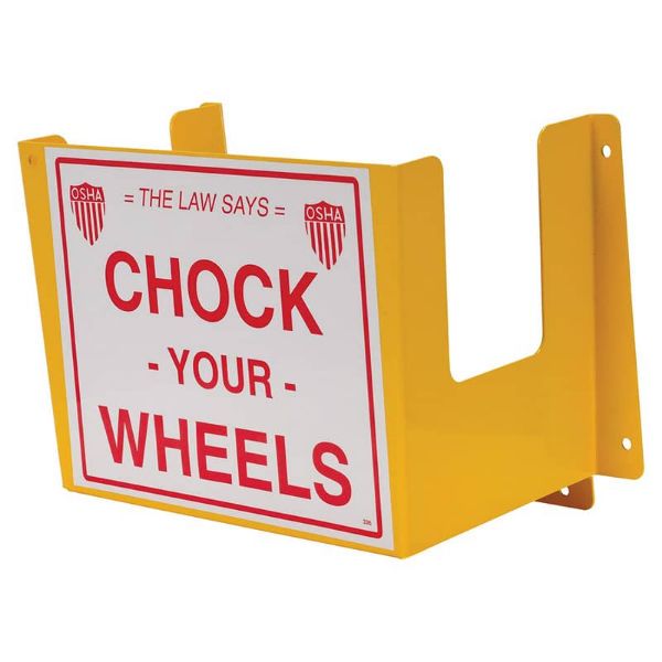 Steel Wheel Chock Holder with Chock Your Wheels Sign - WC-H-R
