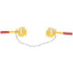 Steel Single Rail Chock with 30 In Chain, Yellow - SRC/SRC