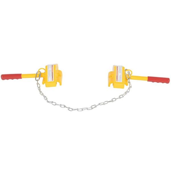 Steel Single Rail Chock with 30 In Chain, Yellow - SRC/SRC