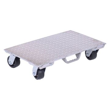 Aluminum Plate Dolly with Rubber Wheels and Handle 27 In. x 16 In. x 6 In. 1200 Lb. Capacity Silver Aluminum Dolly W/Rubber Wheels/Handle 16x27 - Part# PDA-1627-R-S-H - PDA-1627-R-S-H