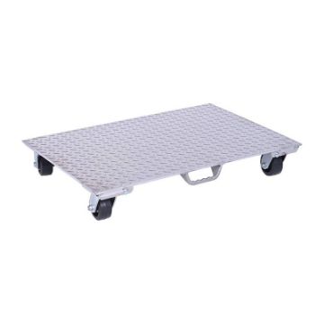 Aluminum Plate Dolly with Rubber Wheels and Handle 36 In. x 24 In. x 6 In. 1200 Lb. Capacity Silver Aluminum Dolly W/Rubber Wheels/Handle 24x36 - Part# PDA-2436-R-S-H - PDA-2436-R-S-H