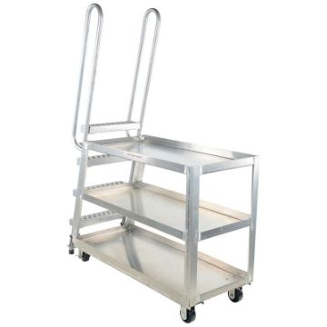Aluminum High Duty Stock Picker Truck with Steel Ladder 56 In x 21-7/8 In x 73-5/16 In 500 Lb. Capacity Stock Picker Cart,  500 lb. Cap. 38" High, Alum - SPA-HD-2252 - SPA-HD-2252