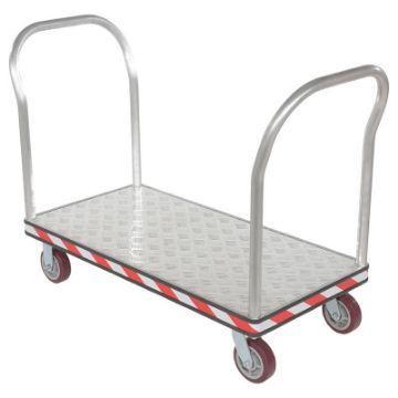 Aluminum Heavy Duty Dual Handle Tread Plate Platform Truck 24 In. x 48 In. 3600 Lb. Capacity Silver Alum Treadplate Platform Trk 24X48 Dbl Hdl - ATP-C-2448-2HDL