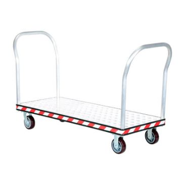 Aluminum Heavy Duty Dual Handle Tread Plate Platform Truck 24 In. x 60 In. 3600 Lb. Capacity Silver Alum Treadplate Platform Trk 24X60 Dbl Hdl - ATP-C-2460-2HDL