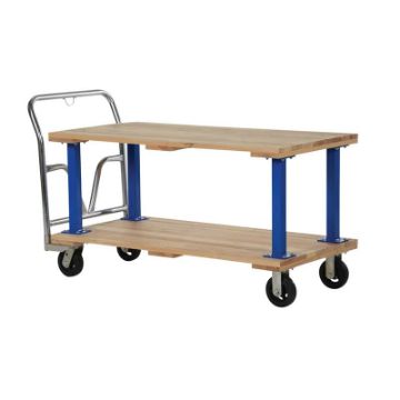 Hardwood Double Deck Platform Cart 27 In x 54 In 1,600 Lb. Capacity Tan Double Deck Hardwood Platform Cart 27X54 - VHPT/D-2754