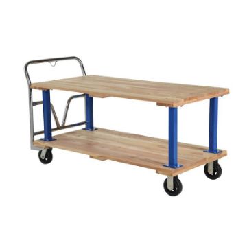 Hardwood Double Deck Platform Cart 30 In x 60 In 1,600 Lb. Capacity Tan Double Deck Hardwood Platform Cart 30X60 - VHPT/D-3060
