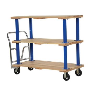 Hardwood Triple Deck Platform Cart 27 In x 54 In 1,600 Lb. Capacity Tan Triple Deck Hardwood Platform Cart 27X54 - VHPT/TD-2754