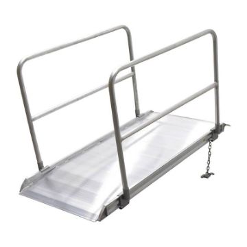 Alum Truck Ramp, Overlap or hook syle w Hand Rails 28" or 38" wide.  AWR-28-38-A-HR-GRP Aluminum Truck Ramp, with Hand Rails