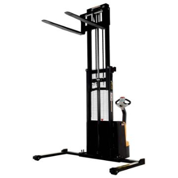 Double Mast Stacker with Powered Drive and Powered Lift - Features: Adjustable Forks / Adjustable Support Legs (works with pallets & skids)., , Raised Height: 101", Uniform Capacity (lbs) 0"-62" RH: 2,200 lbs., Model: S-101-AA-DM Double Mast Fully Powered Electric Stacker up to 118"H