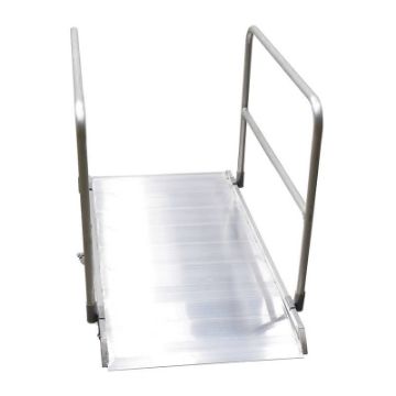 Alum Truck Ramp, Overlap or hook syle w Hand Rails 28" or 38" wide.  AWR-28-38-A-HR-GRP Aluminum Truck Ramp, with Hand Rails