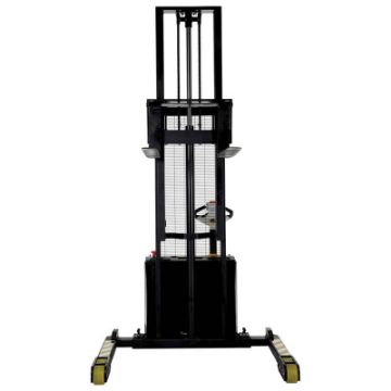 Double Mast Stacker with Powered Drive and Powered Lift - Features: Adjustable Forks / Adjustable Support Legs (works with pallets & skids)., , Model: S-AA-VS-GRP Double Mast Stacker with Powered Drive and Powered Lift up to 125" High