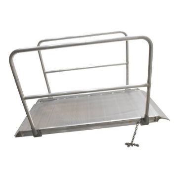 Alum Truck Ramp, Overlap or hook syle w Hand Rails 28" or 38" wide.  AWR-28-38-A-HR-GRP Aluminum Truck Ramp, with Hand Rails